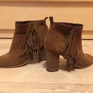 Camel suede bootie with fringe size 7.5
